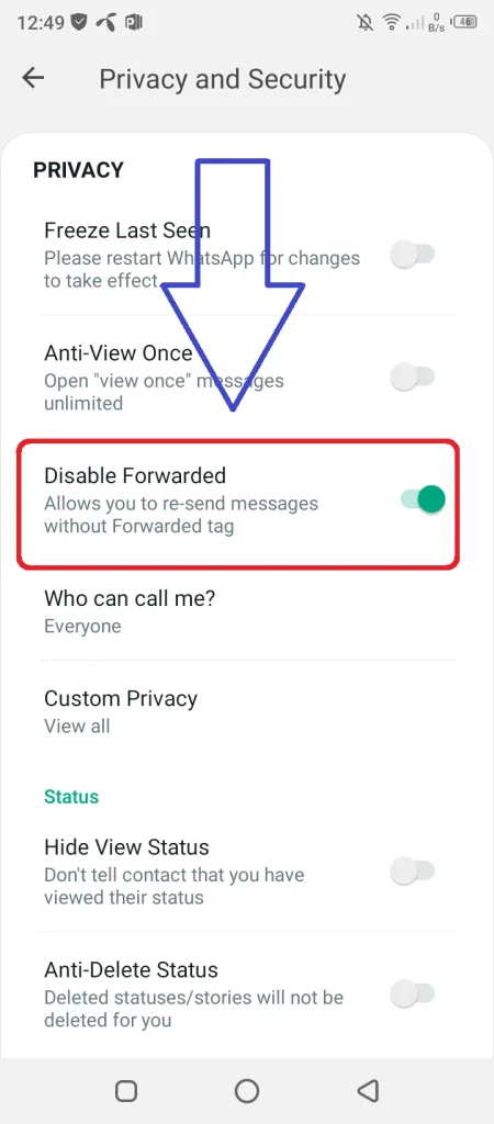 Disable Forwarded Tag